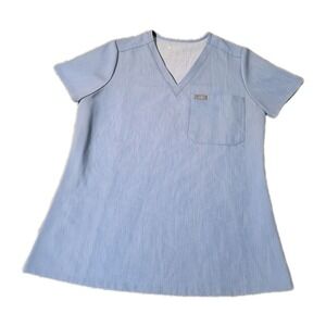 Figs Scrubs Top Small Blue Technical Collection V Neck Medical Nurse Shirt EUC S